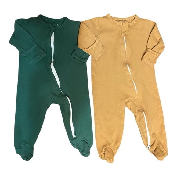 Aablexema Lot of 2 Baby Unisex Footed Sleepers With Mitten Cuffs - Picture 1 of 4